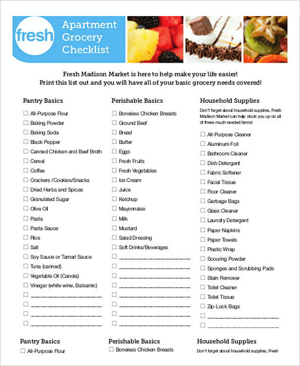 New Apartment Grocery Checklist
