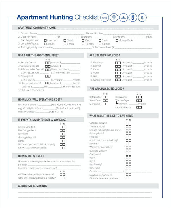 New Apartment Hunting Checklist