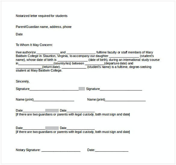 Notarized Document Format Template