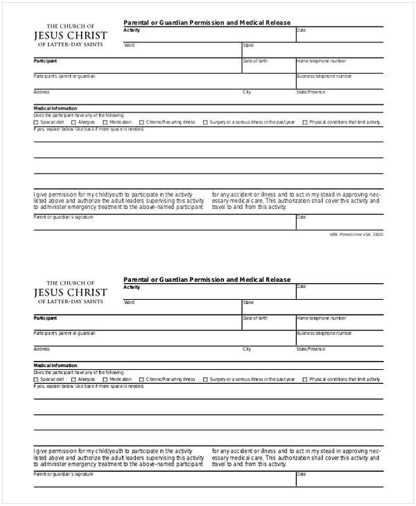 Parent Guardian Medical Release Form In PDF 1