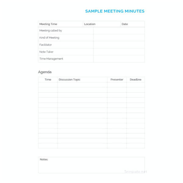 Sample Minutes of Meeting Template