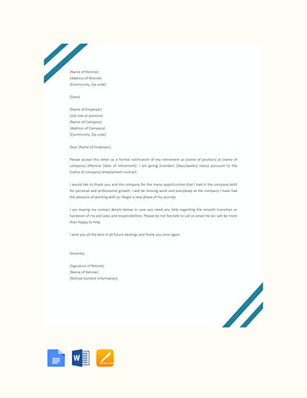 Sample Retirement Letter Template x