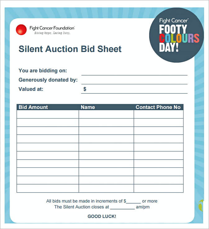 50 Free Download Silent Auction Bid Sheet How To Run A Successful 