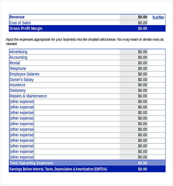 Simple Income Statement Excel Template Free Download