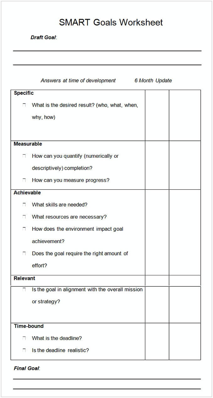 Smart Goal Setting Template