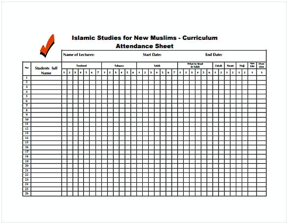 Student Attendance Sheet Free PDF Template Download 1