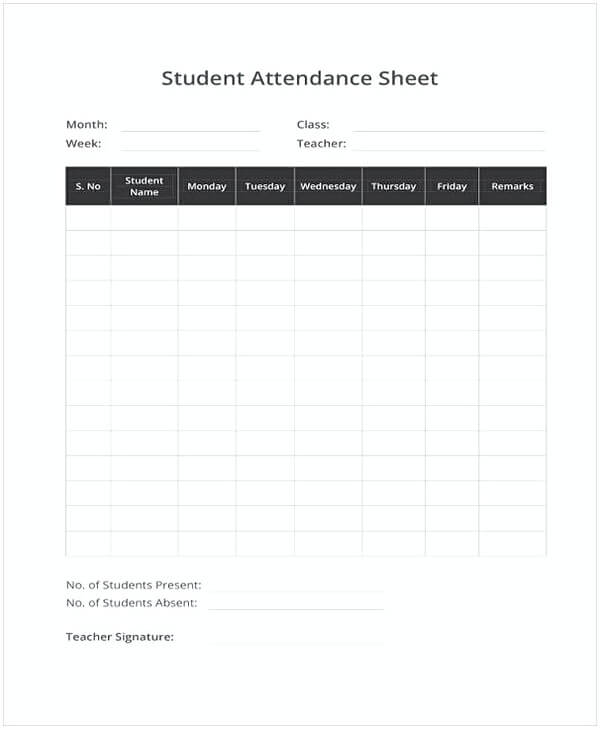 Student Attendance Sheet Template | Mous Syusa