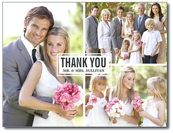 Three Photo Collage Wedding Thank You card