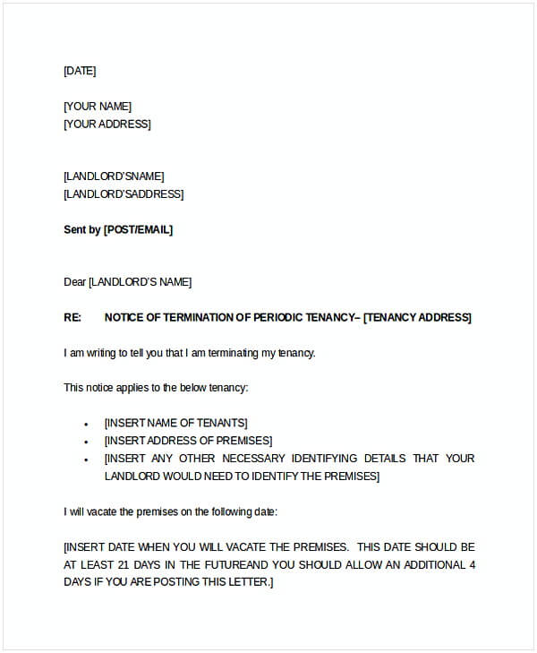 Two Weeks Tenant Notice Letter Example