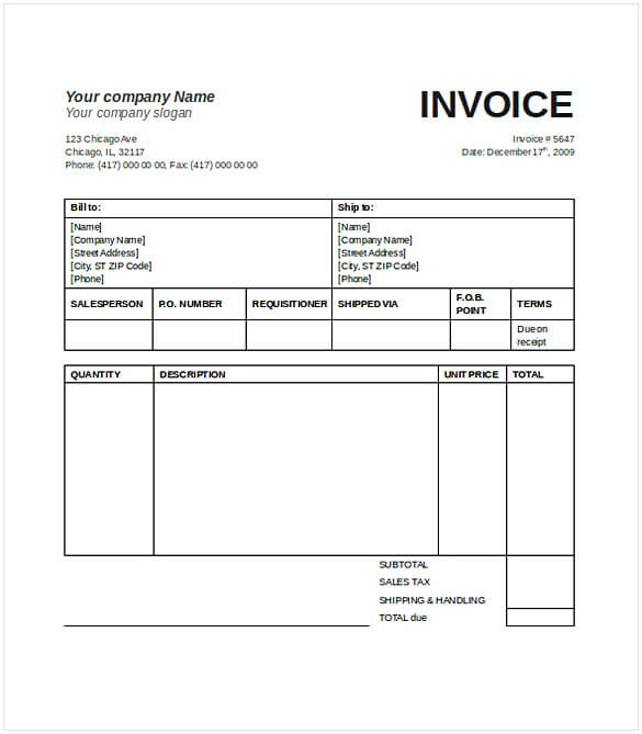 Typical Simple Sales Purchase Invoice