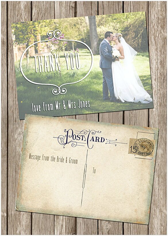 Vintage Styled Wedding Photo Thank You Card