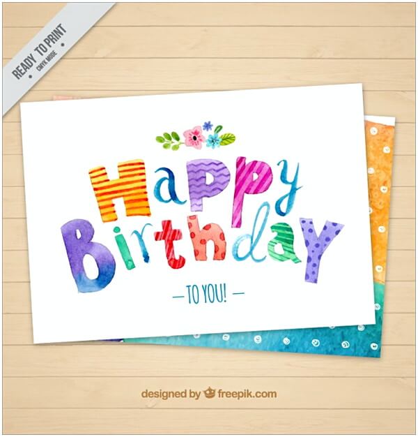 Watercolor Free Birthday Card with Dots