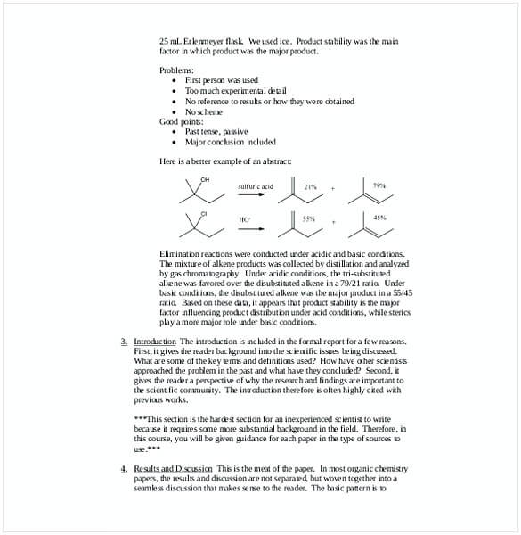 organic chemistry lab report template