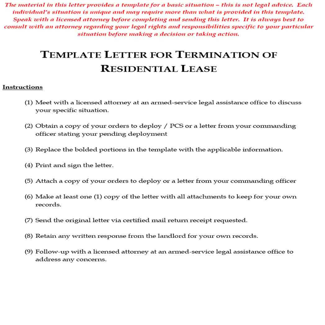 Early Lease Termination Letter Example
