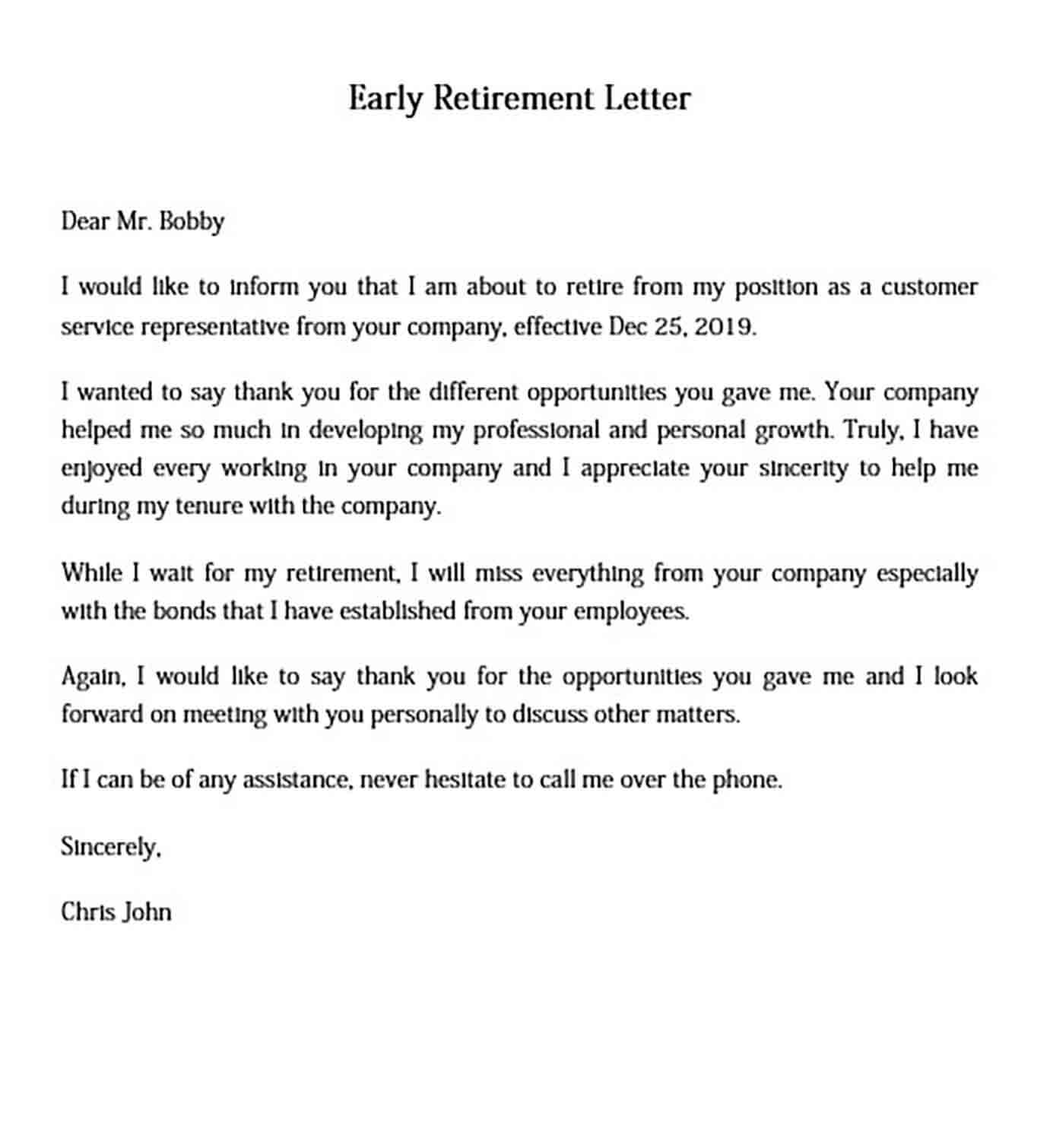 Retirement letter 