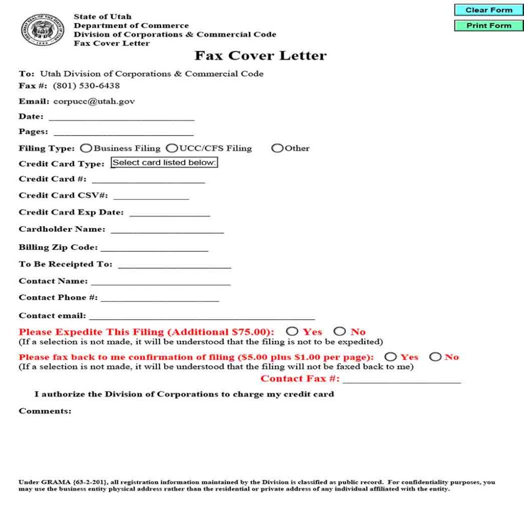cover letter fax information