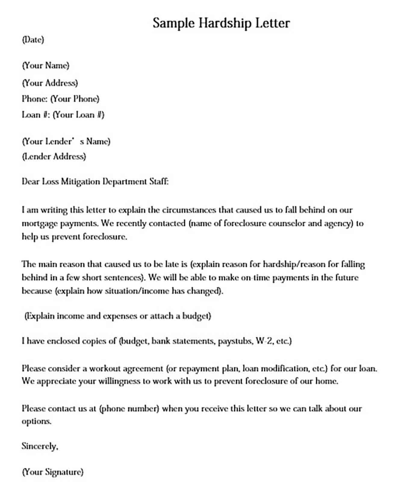 Loss Mitigation Hardship Letter Collection - Letter Template Collection