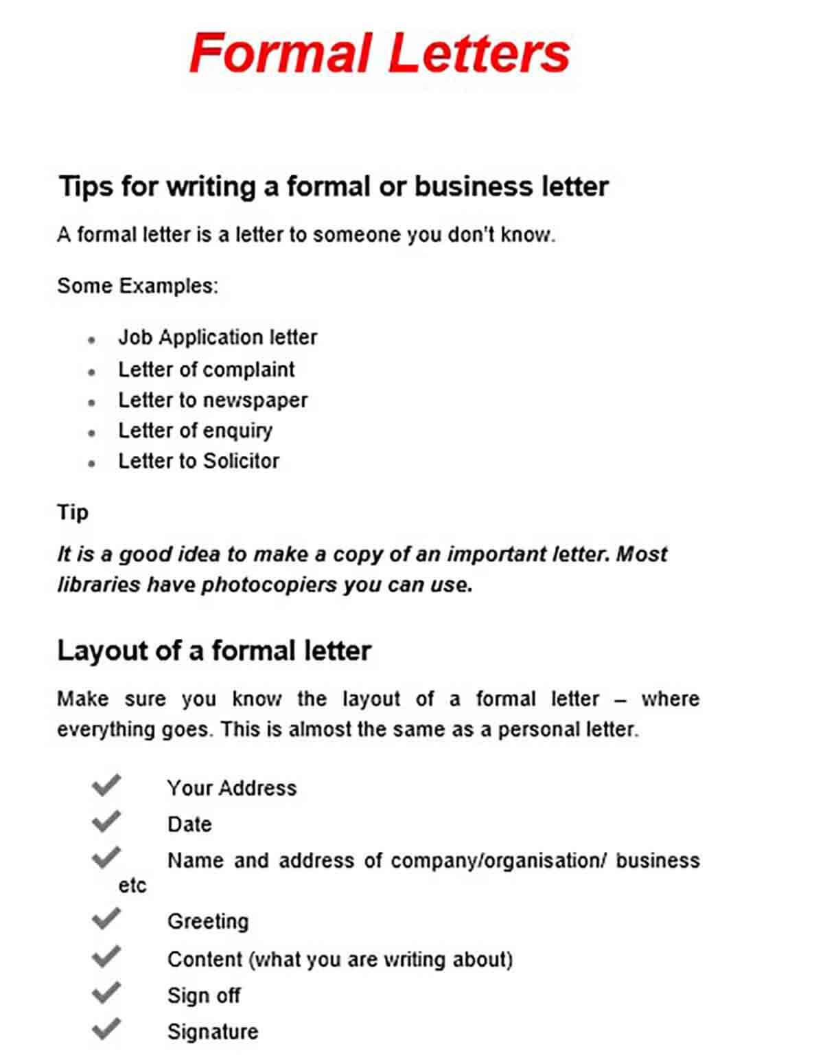 Formal Letter Format Formal Letter Format