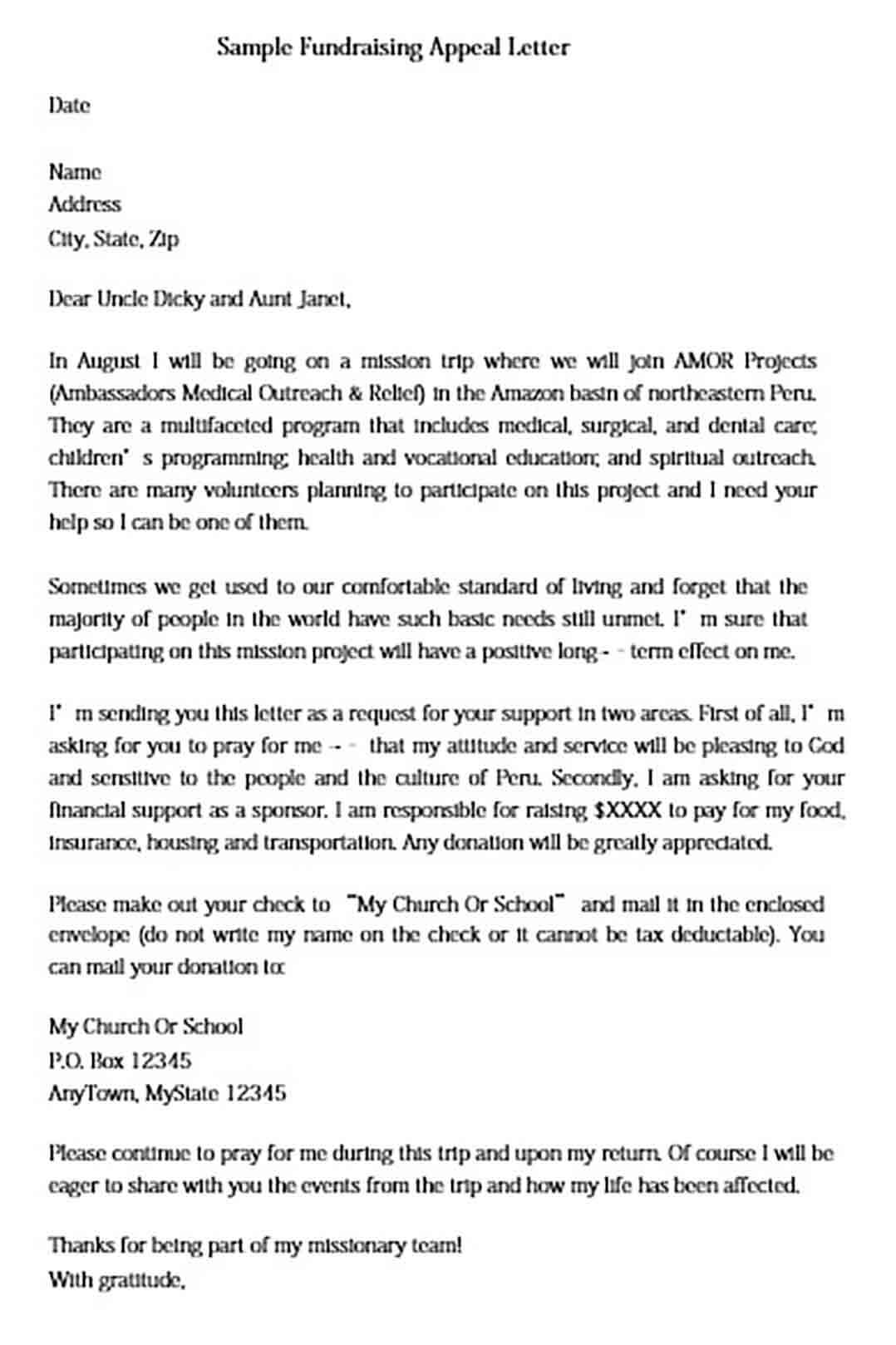 Fundraising Appeal Letter Example