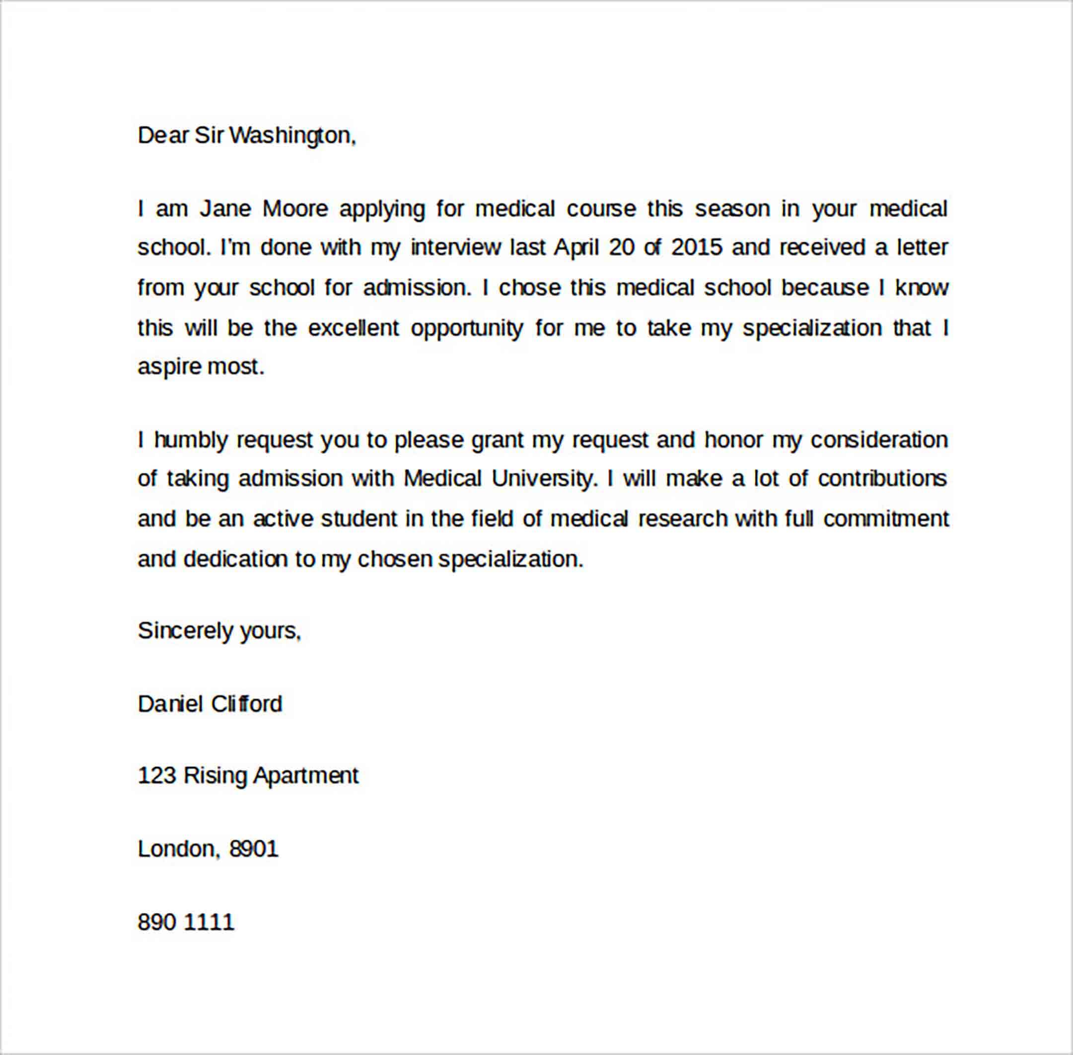 Letter Of Intent Gradual Medical School