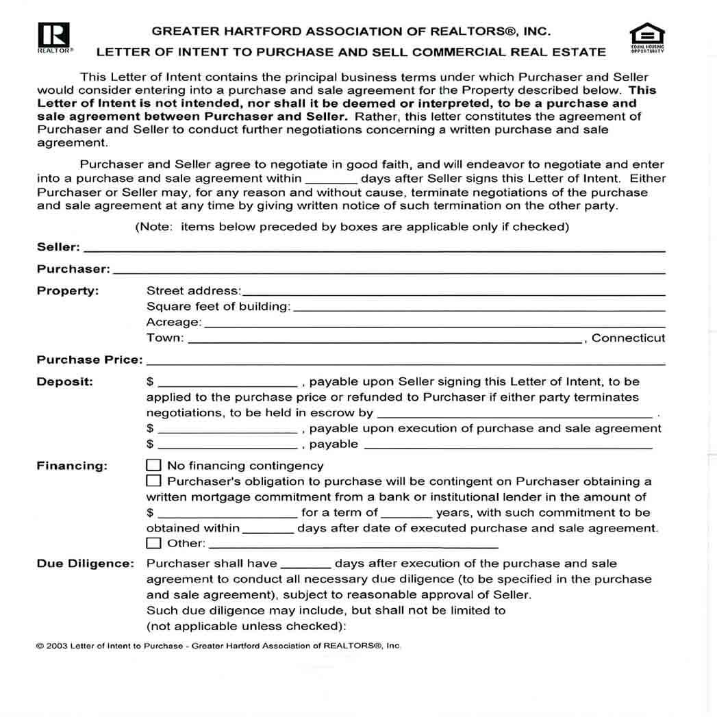 Letter of Intent to Purchase Commercial Real Estate