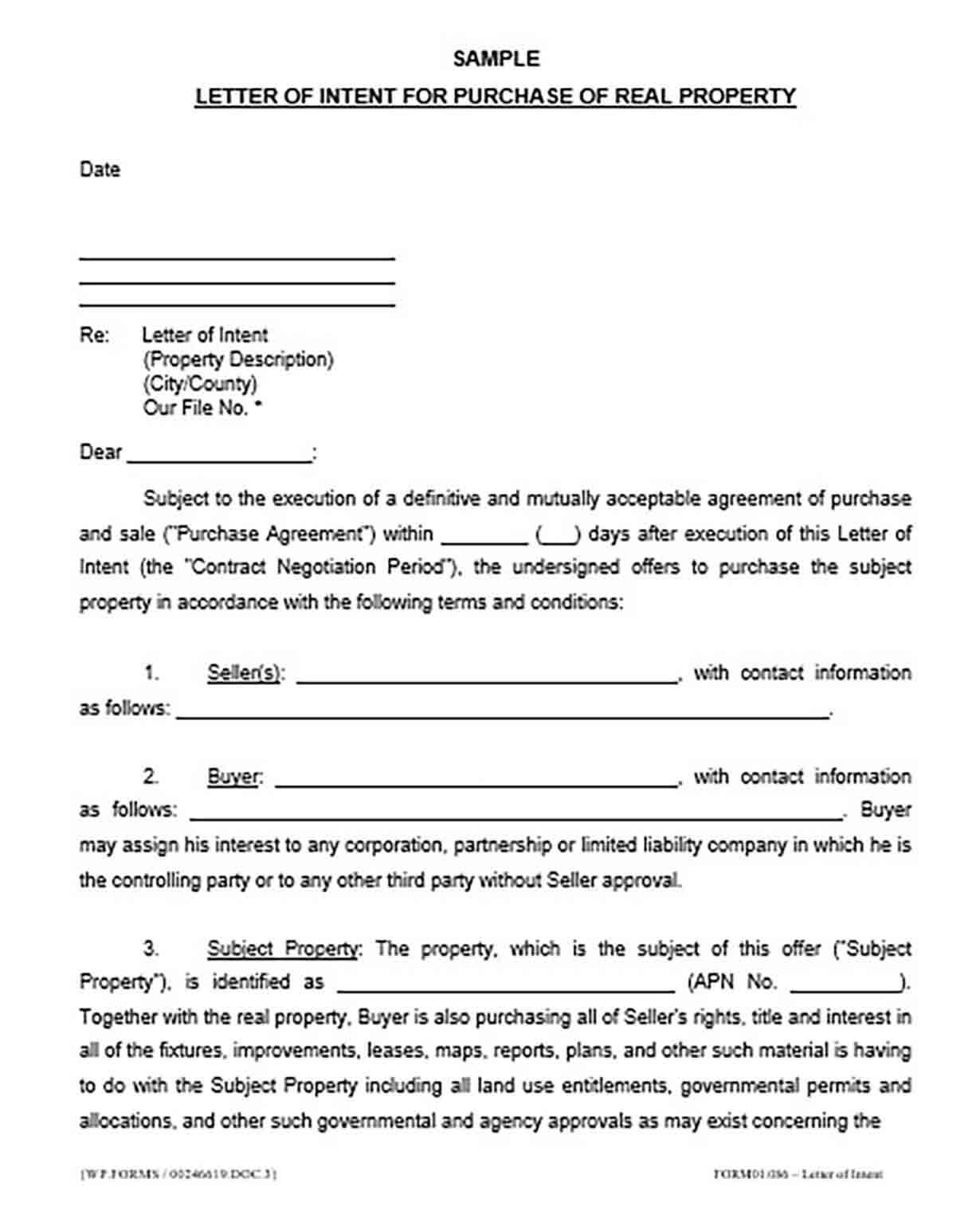 Letter of Intent to Purchase Property