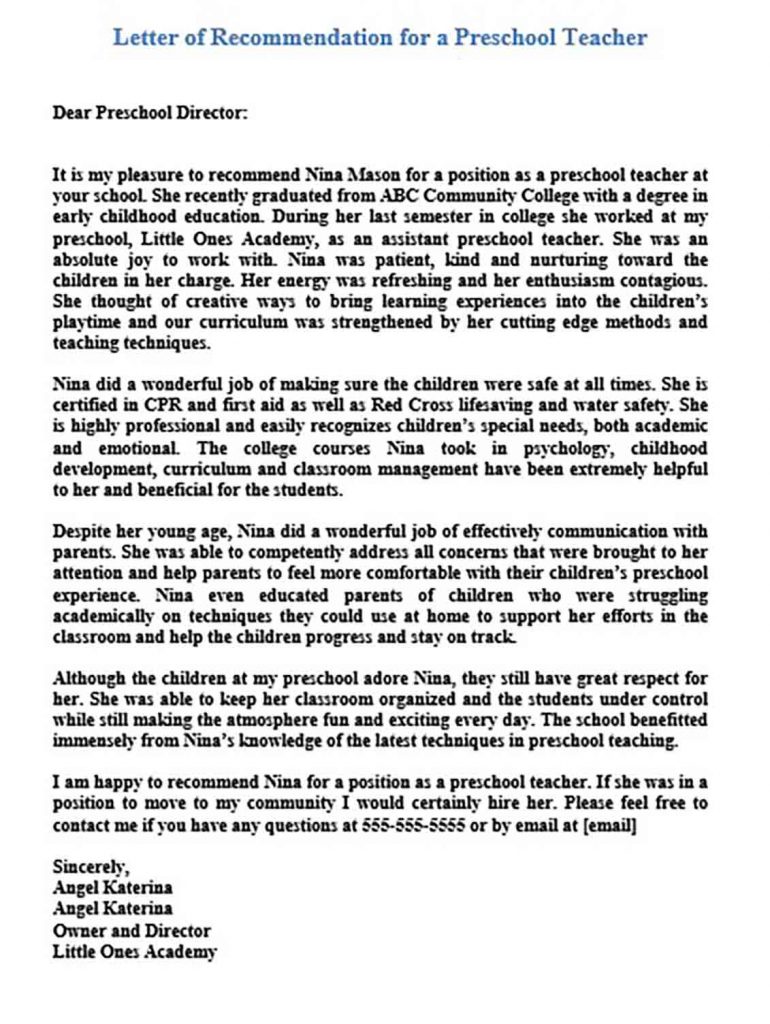 letter of recommendation template for special education teacher