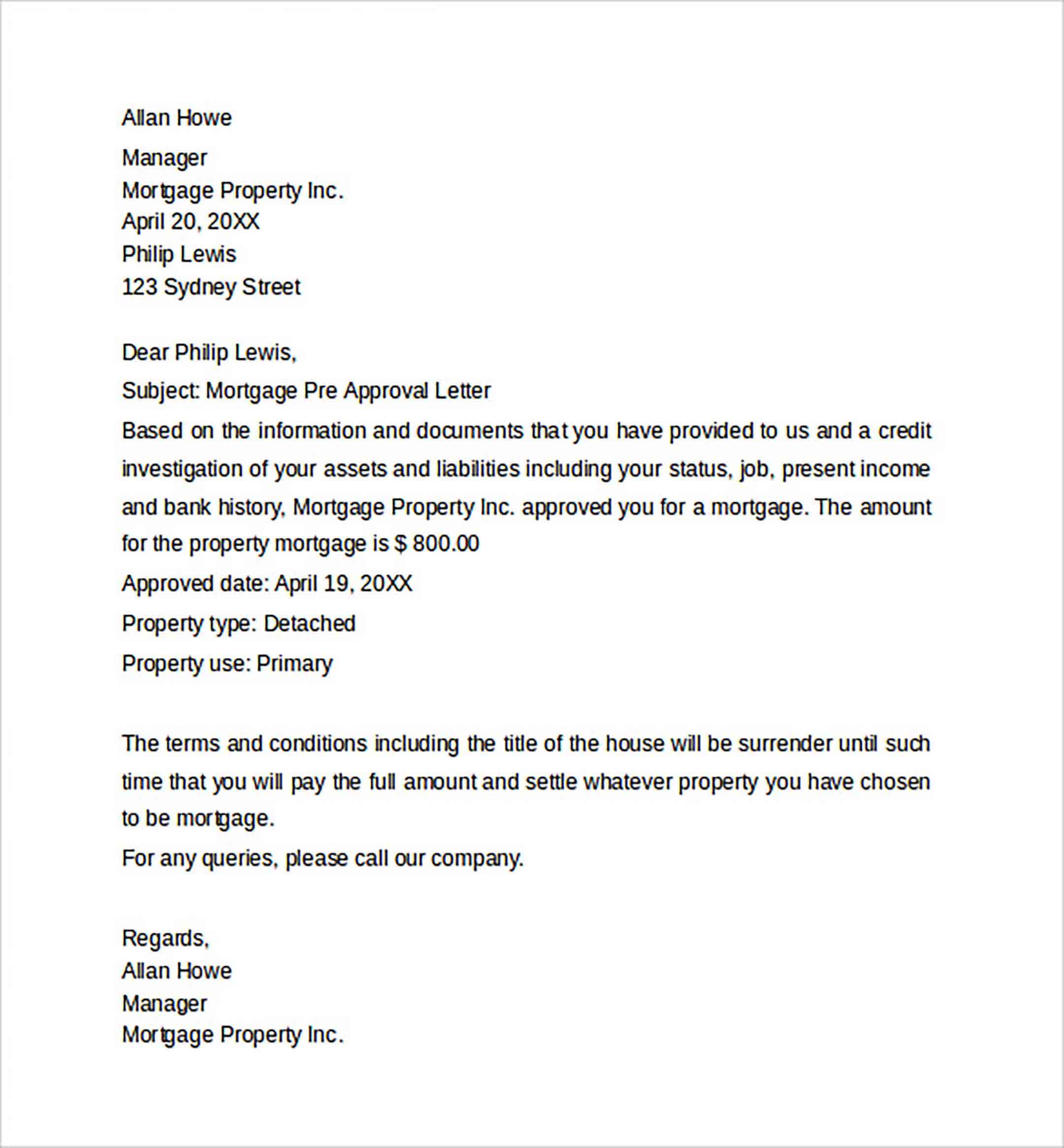 Mortgage Pre Approval Letter