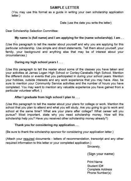 Own Scholarship Application Letter