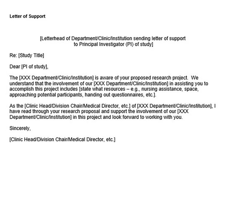 research letter of support example