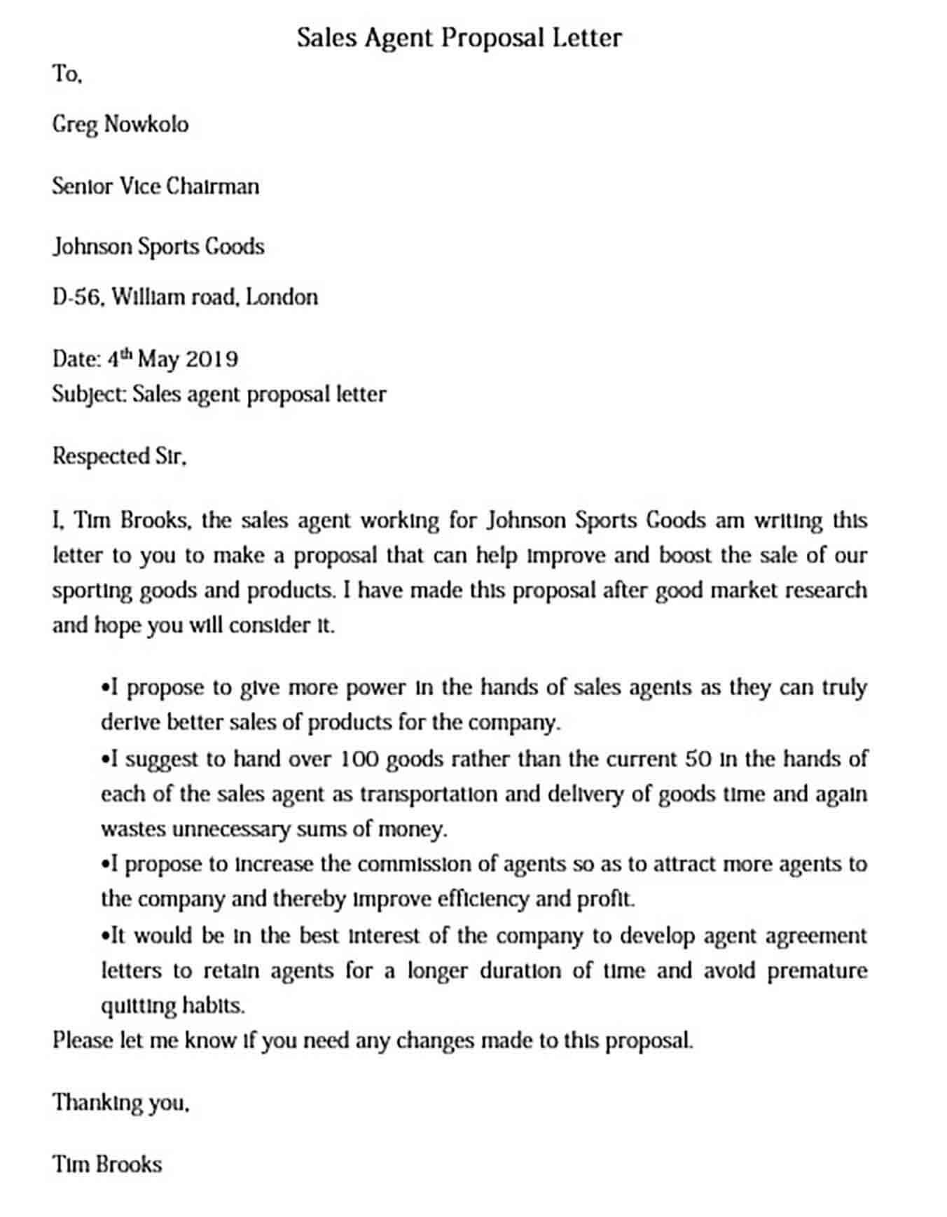 Sales Agent Proposal Letter