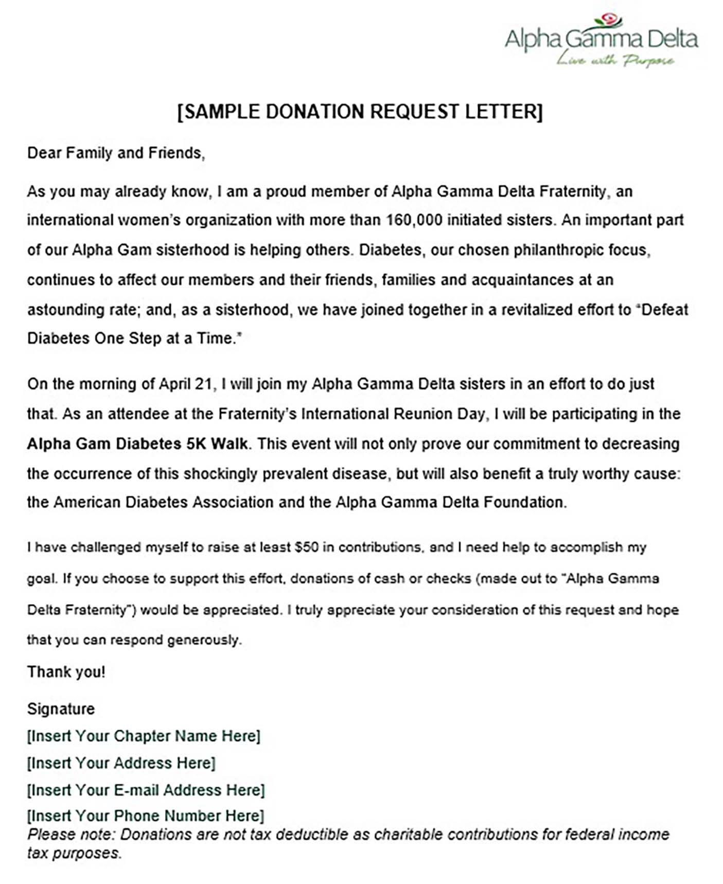 Sample Donation Request Letter