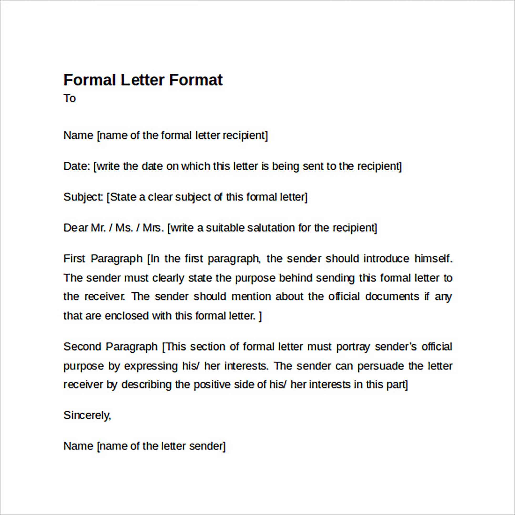 Sample Formal Letter Format
