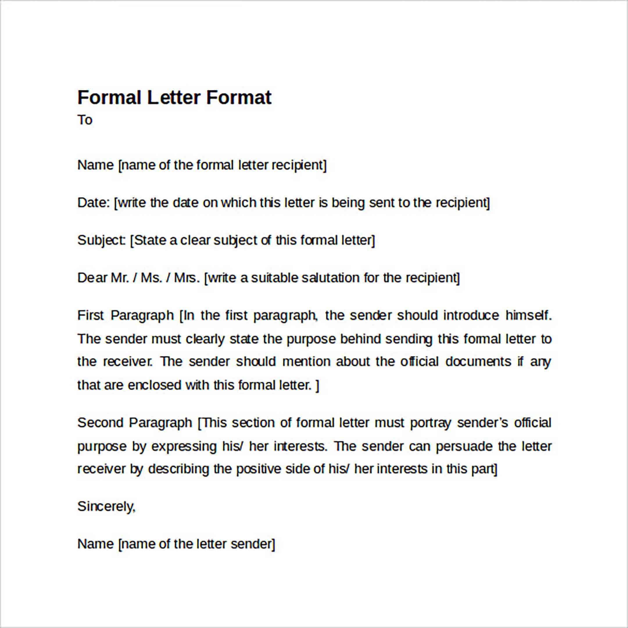 Formal Letter Sample Grade 4