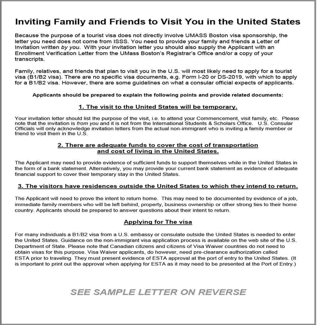 Sample Letter for Inviting Relatives for US Visa
