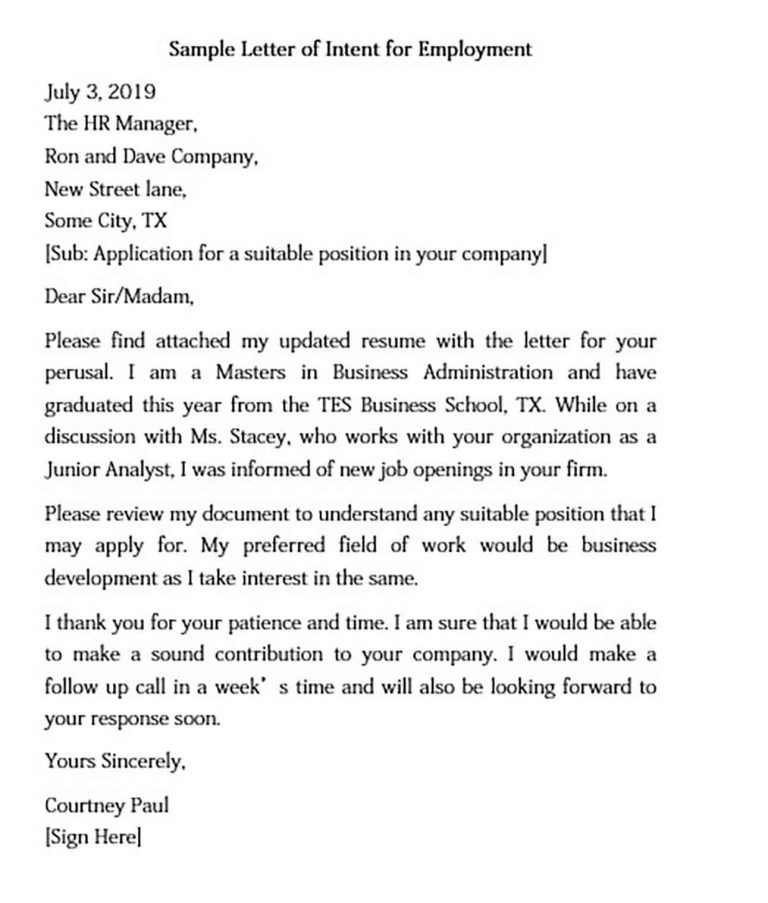 employment assignment letter