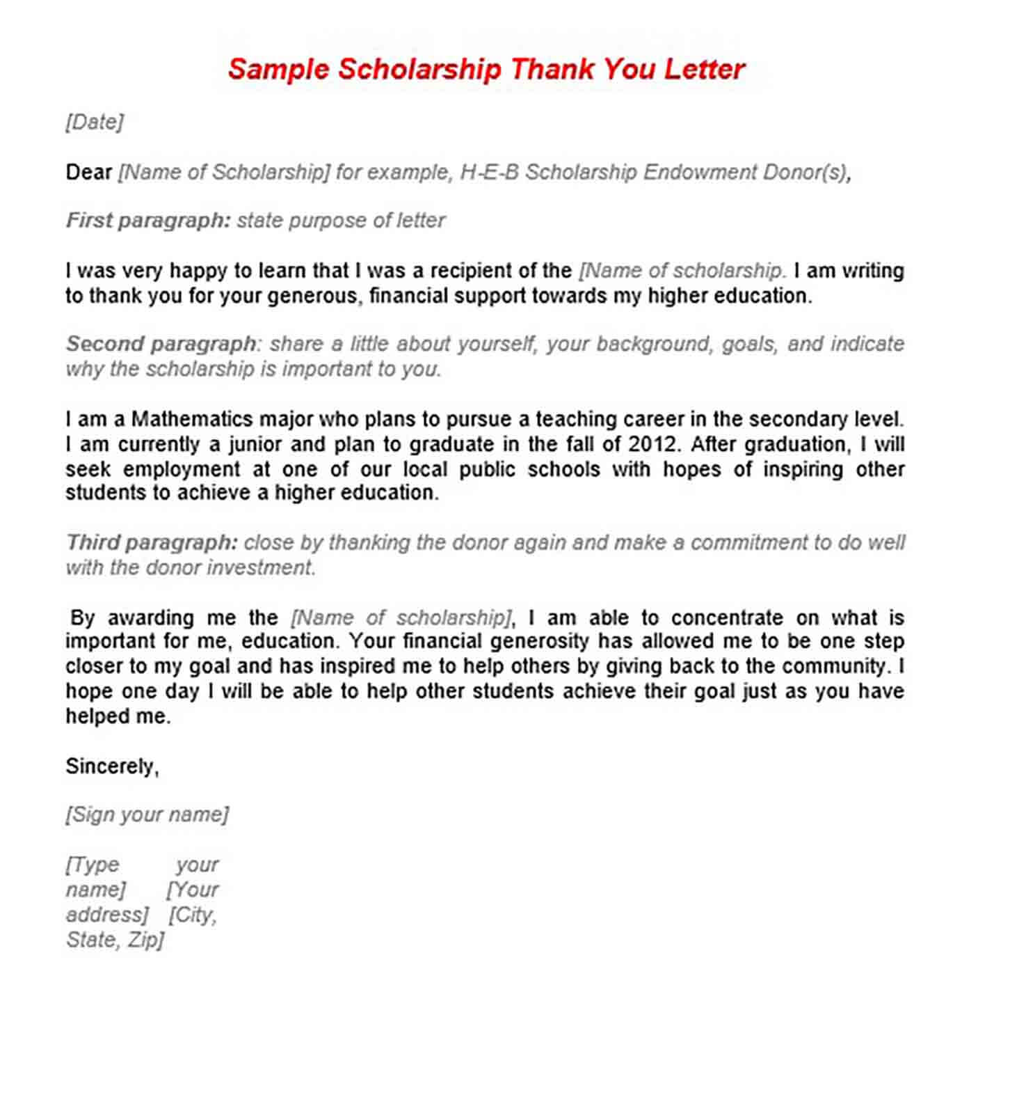 How To Write A Thank You Letter For Scholarship