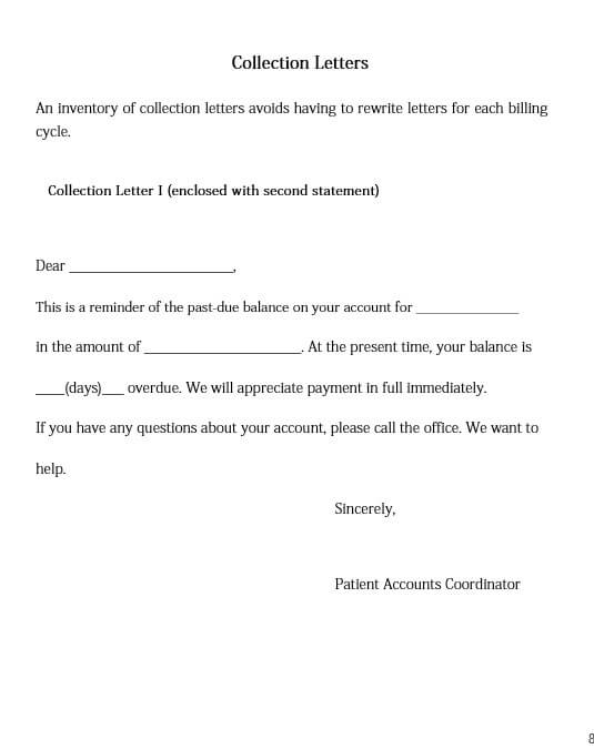 Small Business Collection Letter