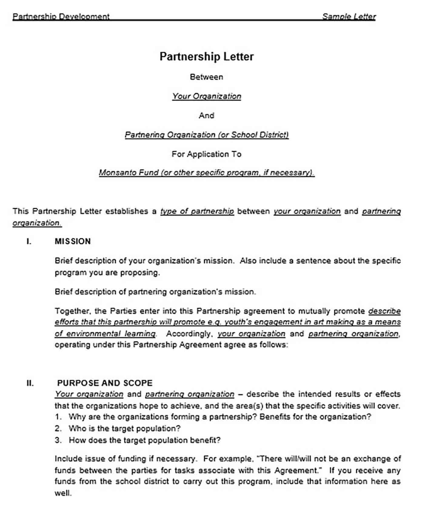 Partnership Proposal Letters for Doc PDF and Word Mous Syusa