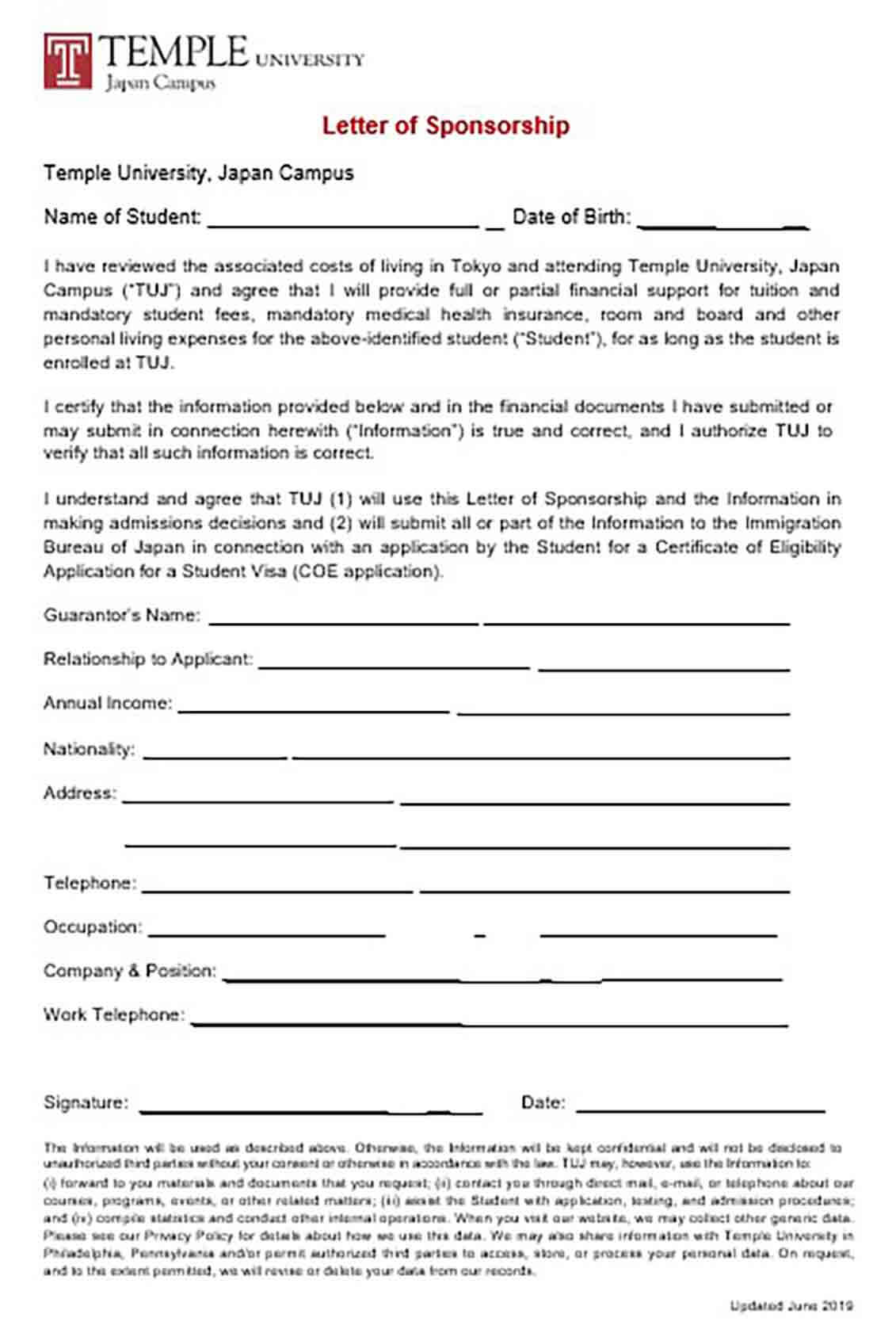 Student Visa Sponsorship Letter