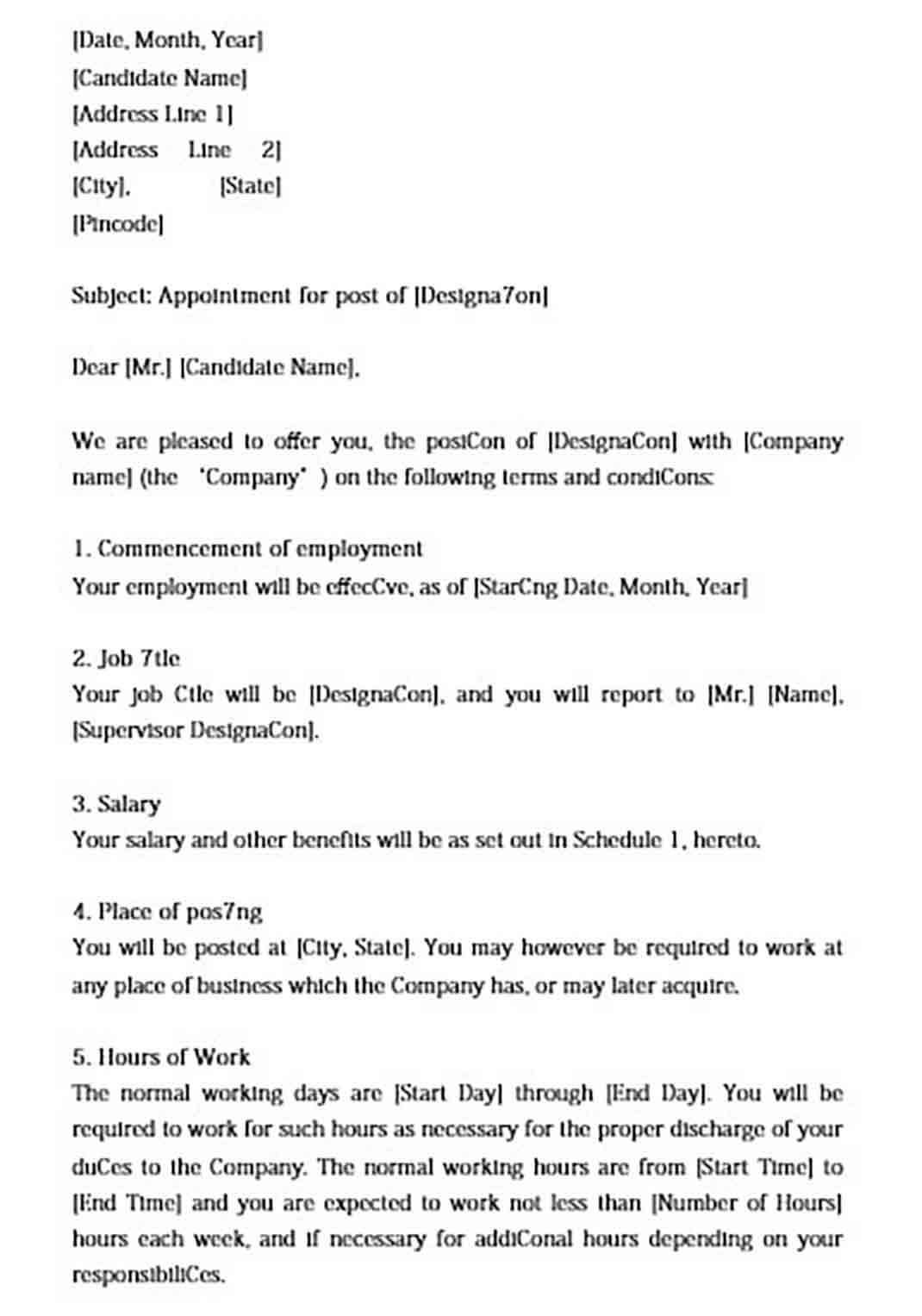 appointment letter format