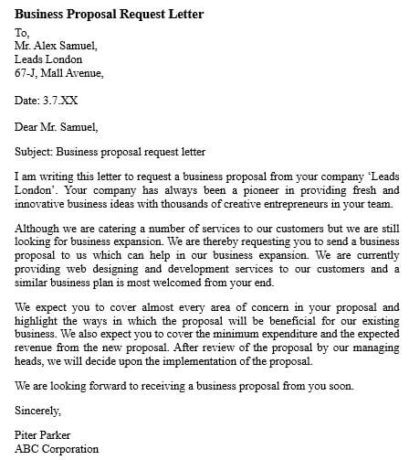 business proposal request letter