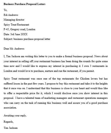 business purchase proposal letter