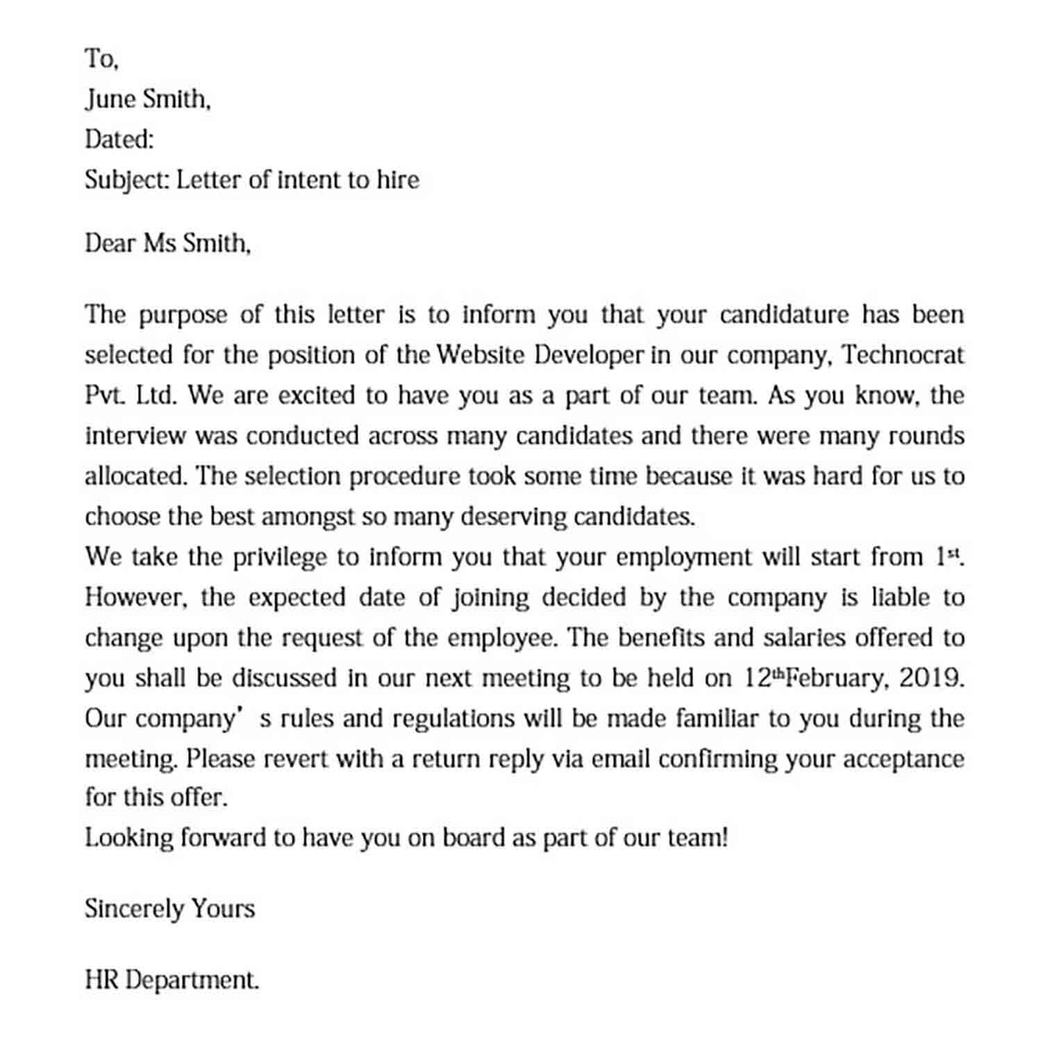 executive employment offer letter