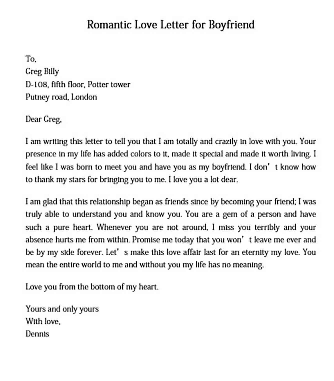 romantic love letter for boyfriend