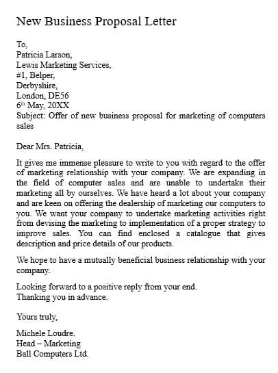 sample business proposal letter to