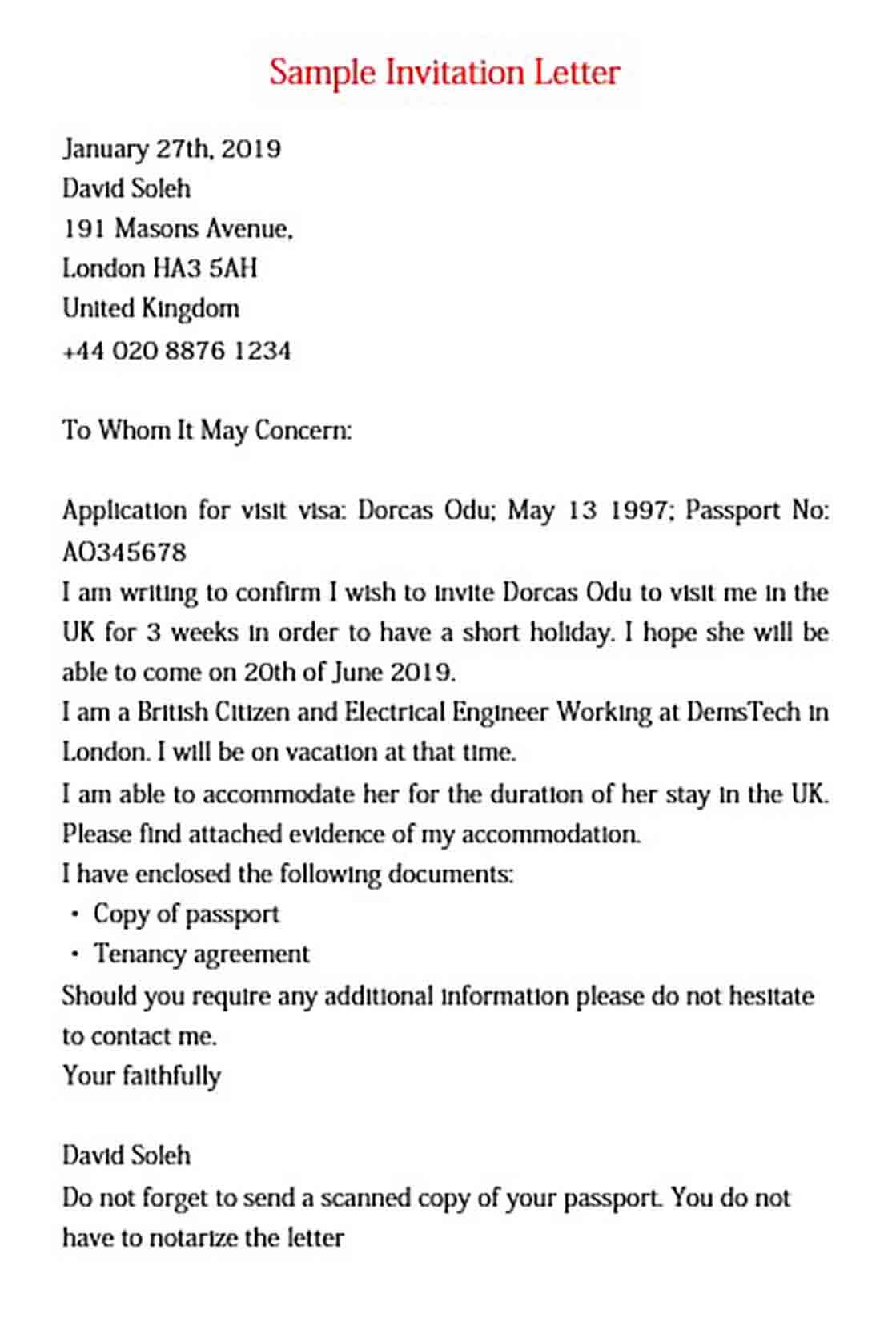 Malaysia Visa Invitation Letter / Invitation Letter For Visa - Letter