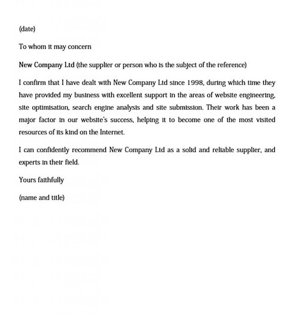 trade references letters sample
