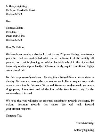 work donation request letter