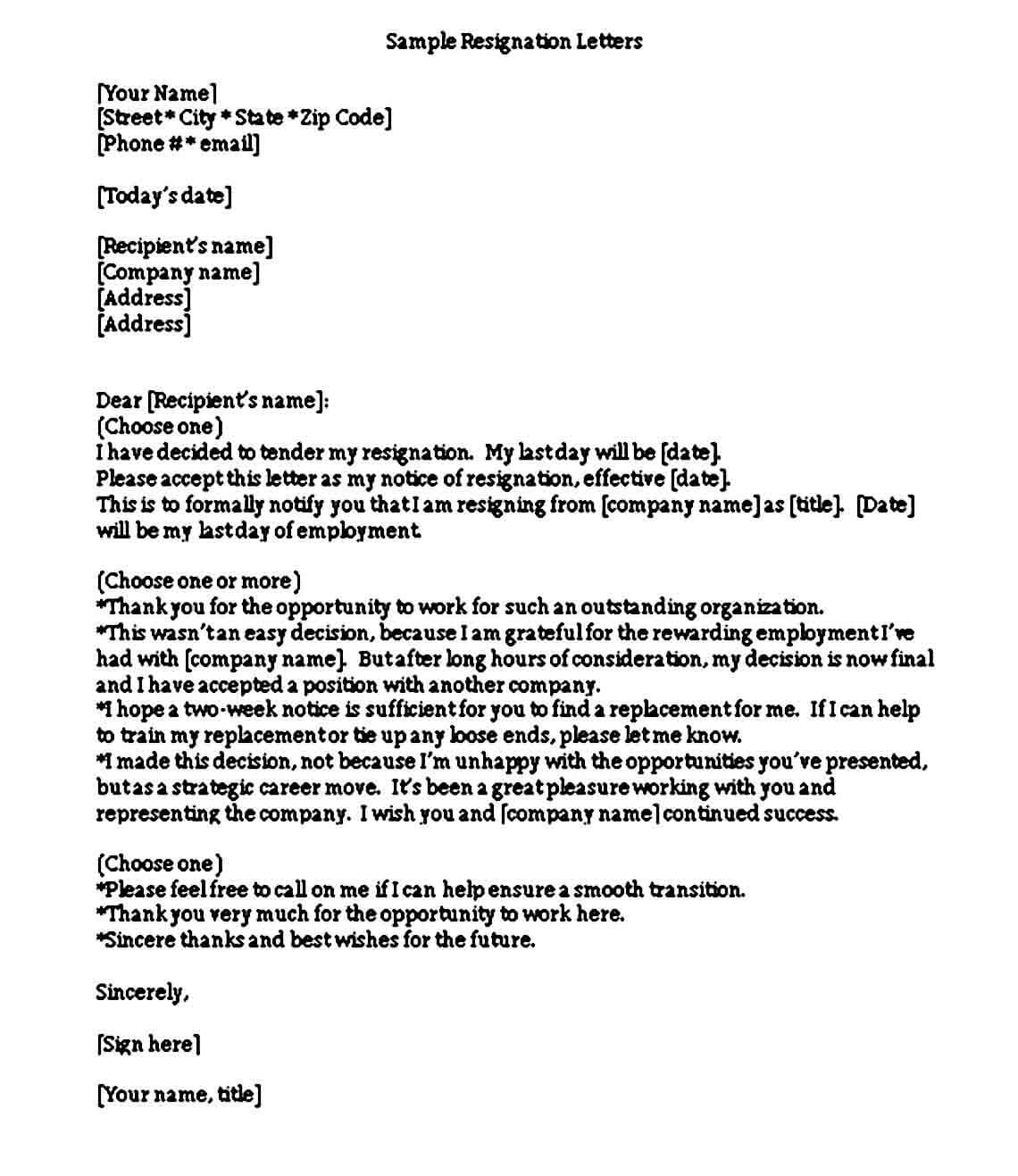 Formal Resignation Letter With 2 Weeks Notice For Your Needs Letter 